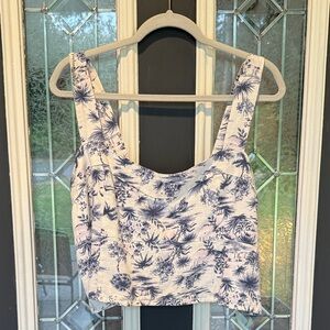 NWOT Abercrombie & Fitch Blue and White Floral Tank Top